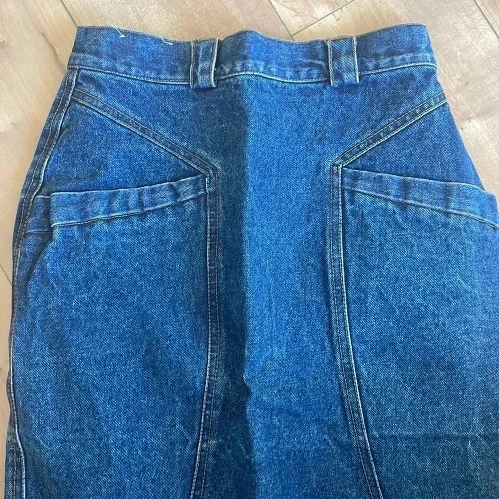 Vintage Y2K Jordache MIDI Denim Skirt Front Slit Sz 9/10 - Picture 7 of 7
